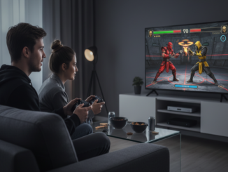 Deux personnes qui jouent à un jeu similaire à Mortal Kombat : Legacy Kollection