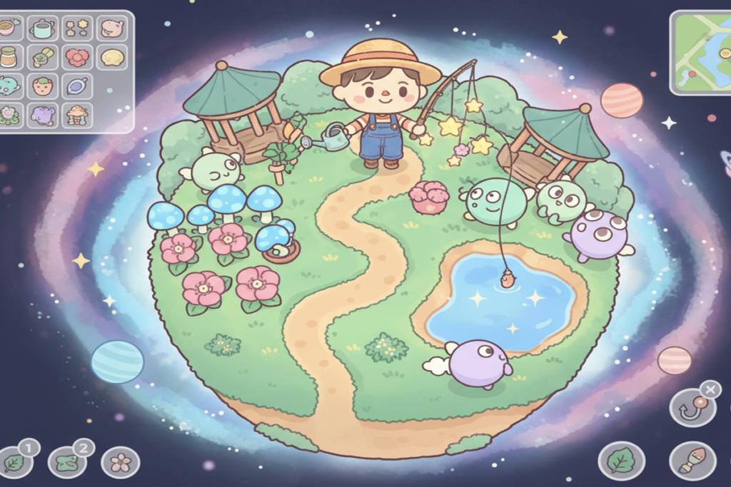 Gameplay d’un jeu cosy comme Petit Planet