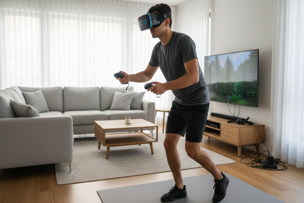 Un homme qui joue à un jeu en réalité virtuelle