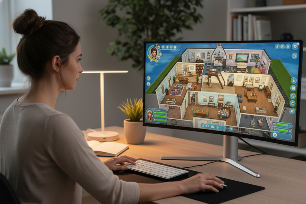 Une personne qui joue à Sims 4