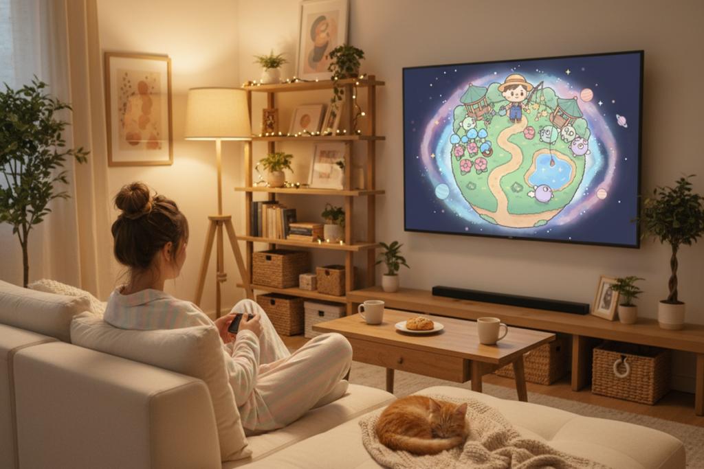 Une personne jouant à Petit Planet