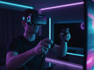 Un joueur qui joue en réalité virtuelle