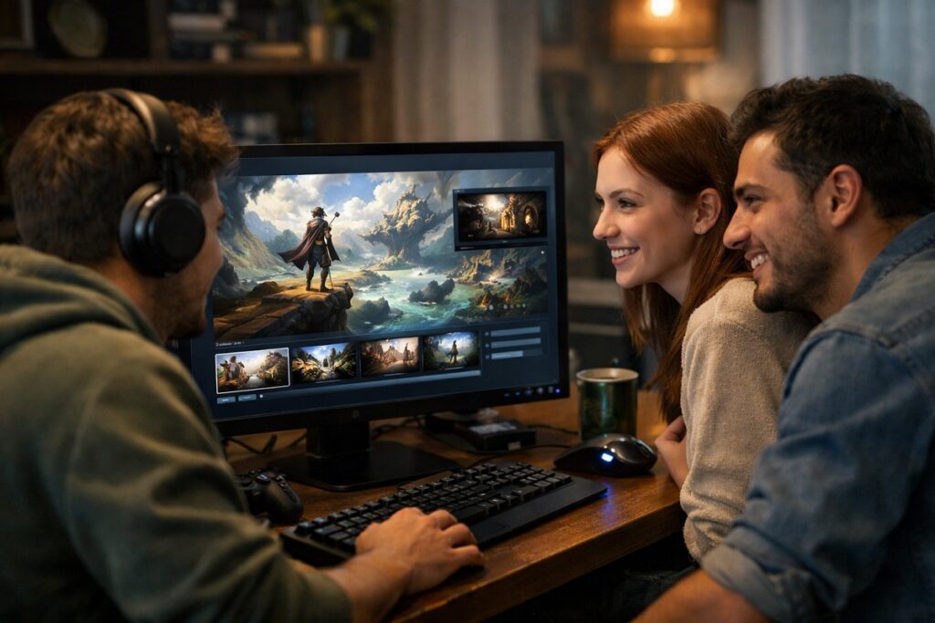 joueurs découvrant le jeu Windrose sur Steam