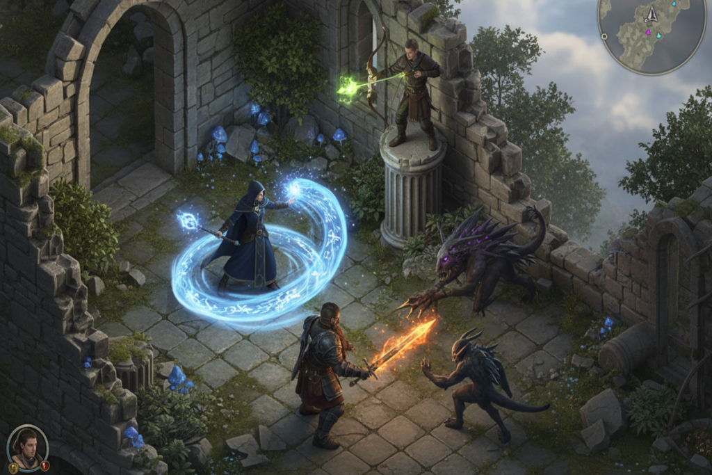 Gameplay d’un MMORPG similaire à Embers of the Uncrowned