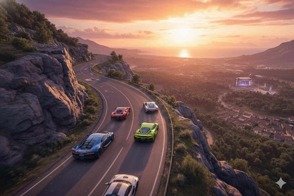 paysage d’un jeu inspiré de Forza Horizon 6