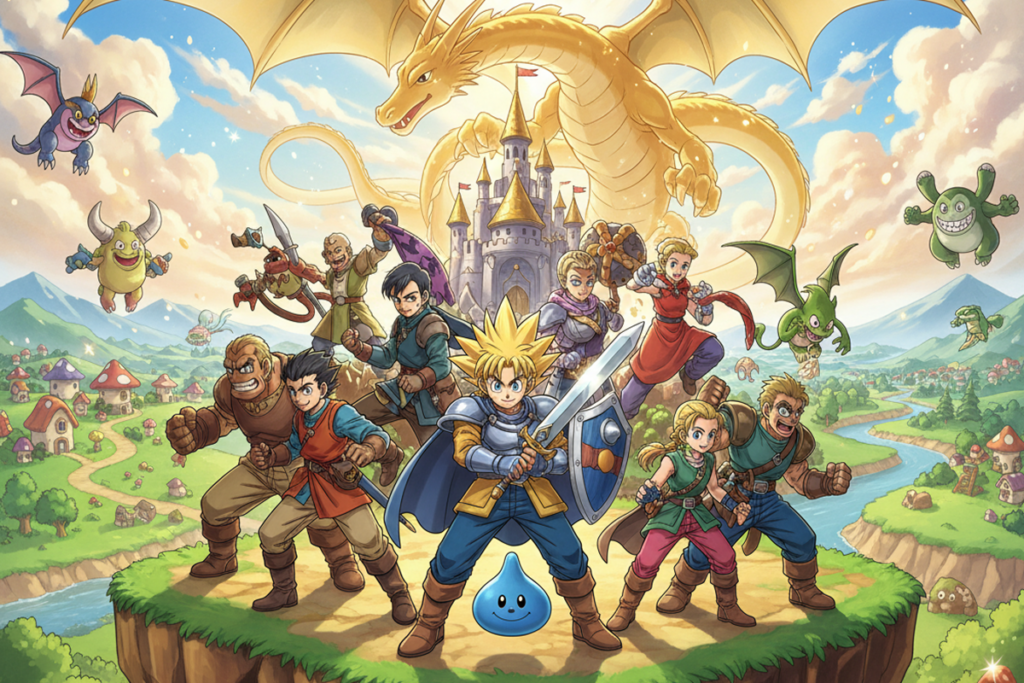 Héros d’un jeu RPG comme Dragon Quest