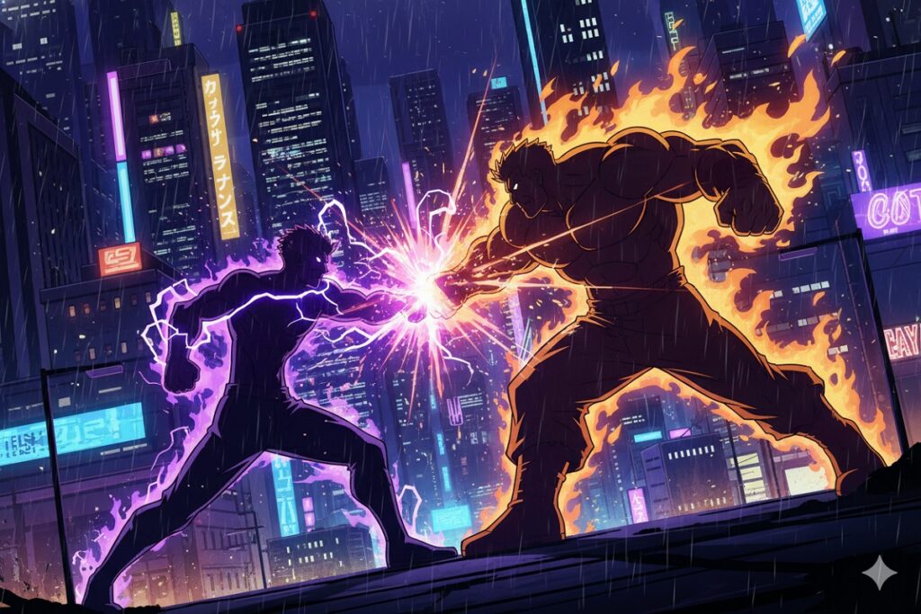 scène de combat inspiré de Fatal Fury: City of the Wolves 