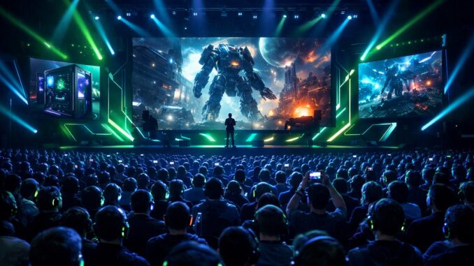 scène de conférence gaming comme le PC Gaming Show