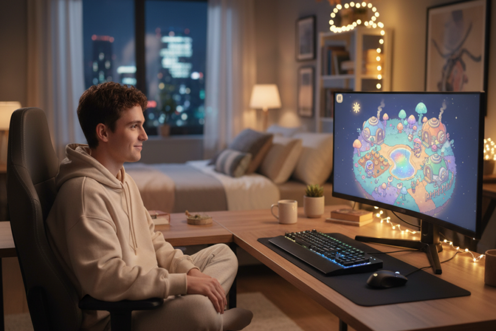 Une personne qui joue sur son PC