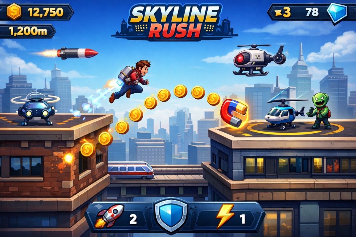 Gameplay d’un jeu d’adresse comme Skyline Rush