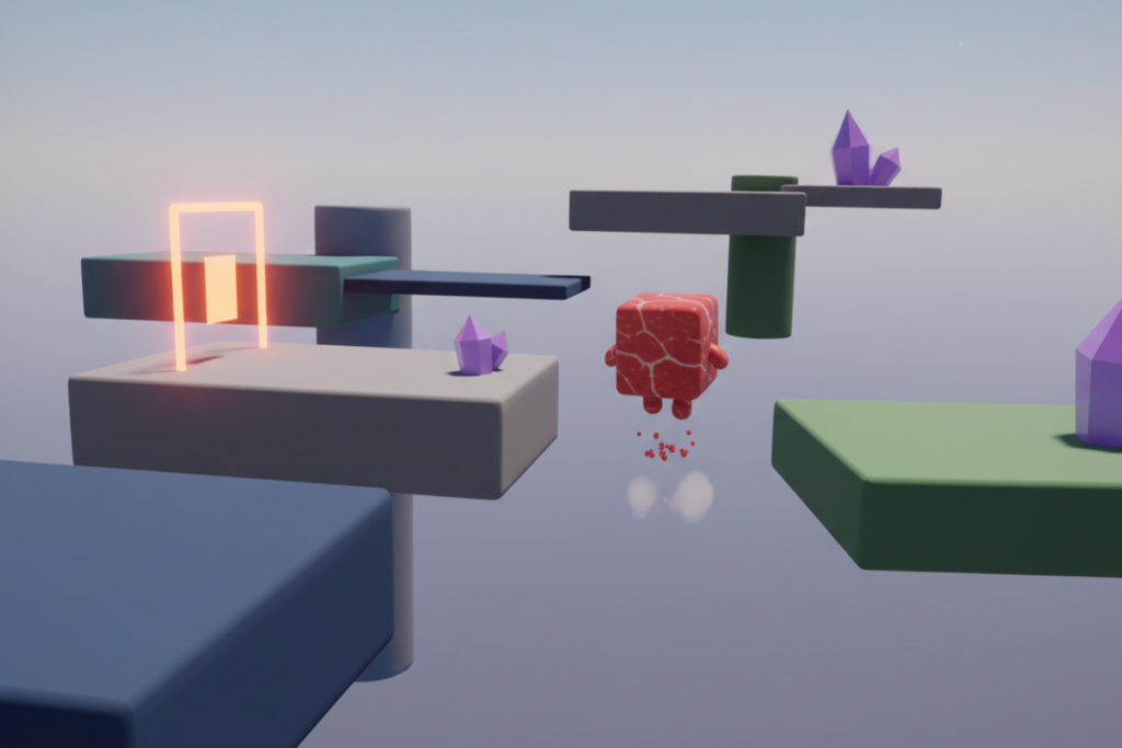 Gameplay d’un jeu de plateforme similaire à Super Meat Boy 3D