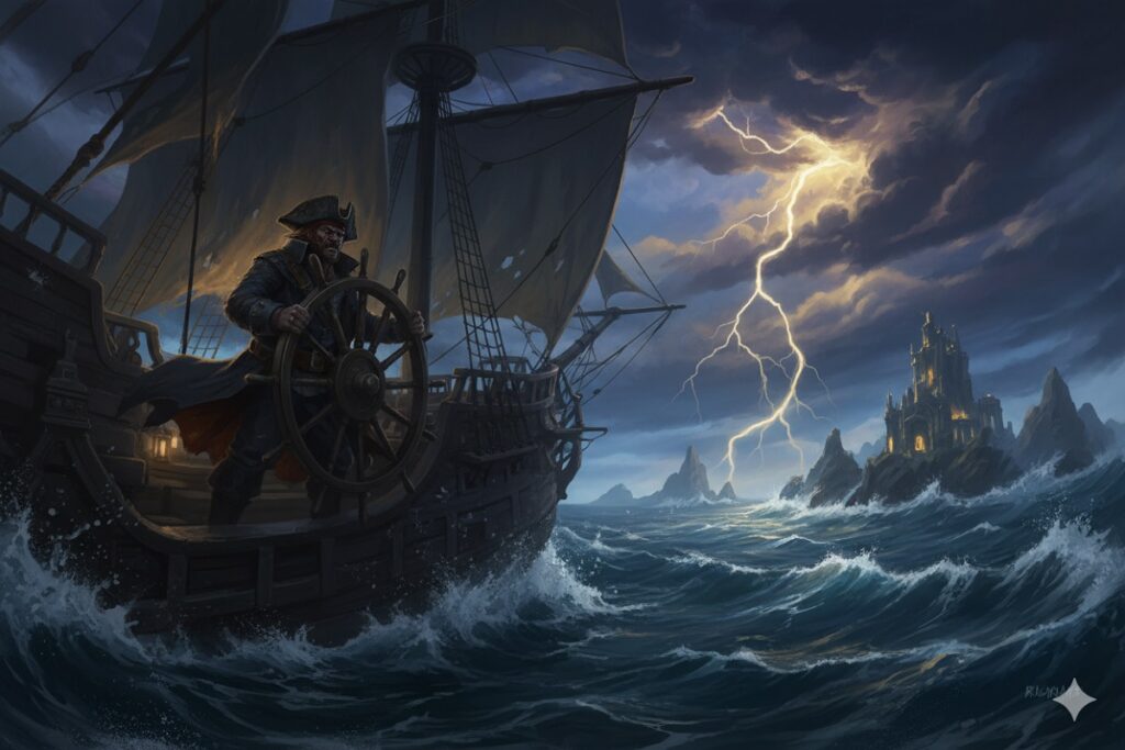 un capitaine pirate comme dans le jeu Windrose