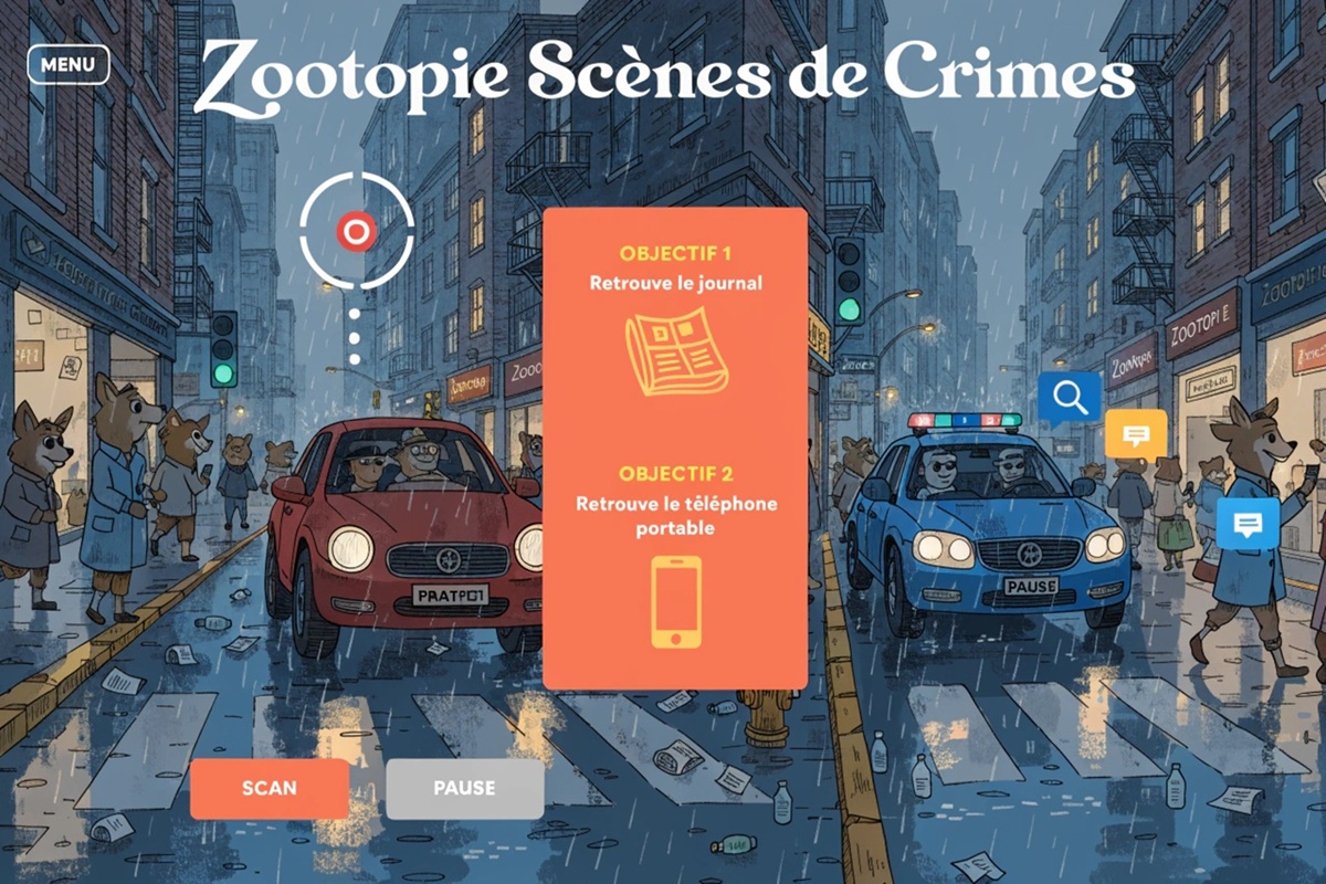Gameplay d’un jeu mobile comme Zootopie Scènes de Crimes