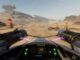 Vue du cockpit d'un speeder dans un jeu comme Star Wars: Galactic Racer