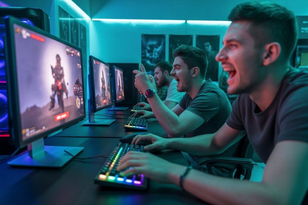 gamers découvrant le mini-jeu Leon Must Die Forever