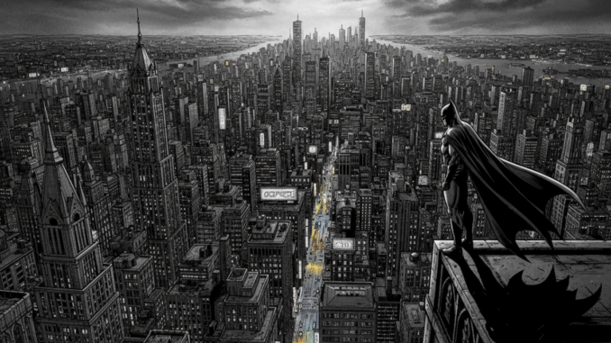 Batman sur le toit d’un immeuble