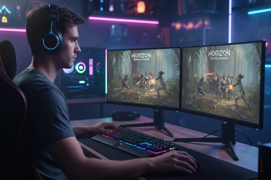 Un joueur qui découvrir un jeu d’action sur PC