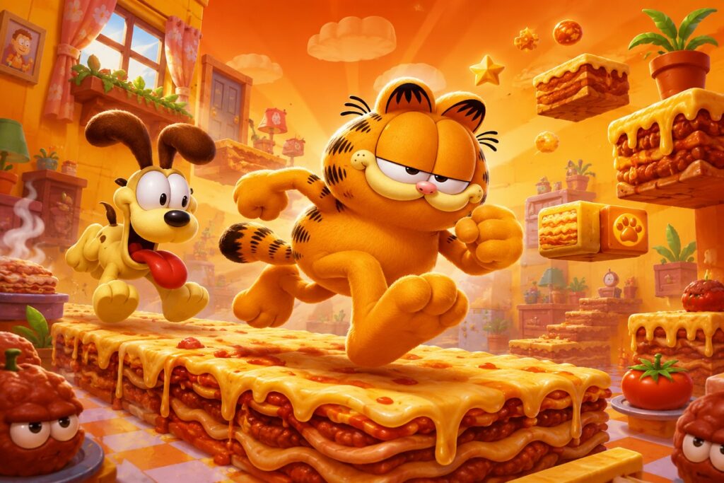 personnage en pleine course inspiré de Garfield