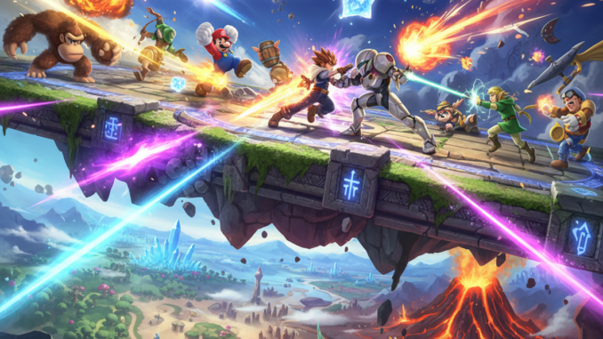 Gameplay d’un jeu similaire à Super Smash Bros.