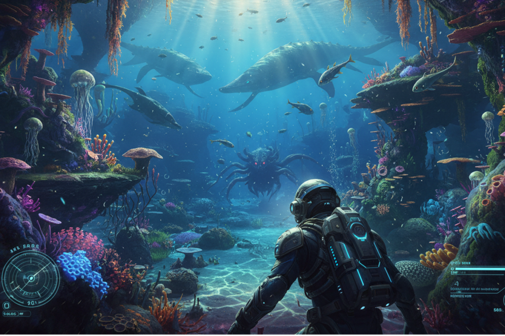 Gameplay d’un jeu d’aventure comme Subnautica 2