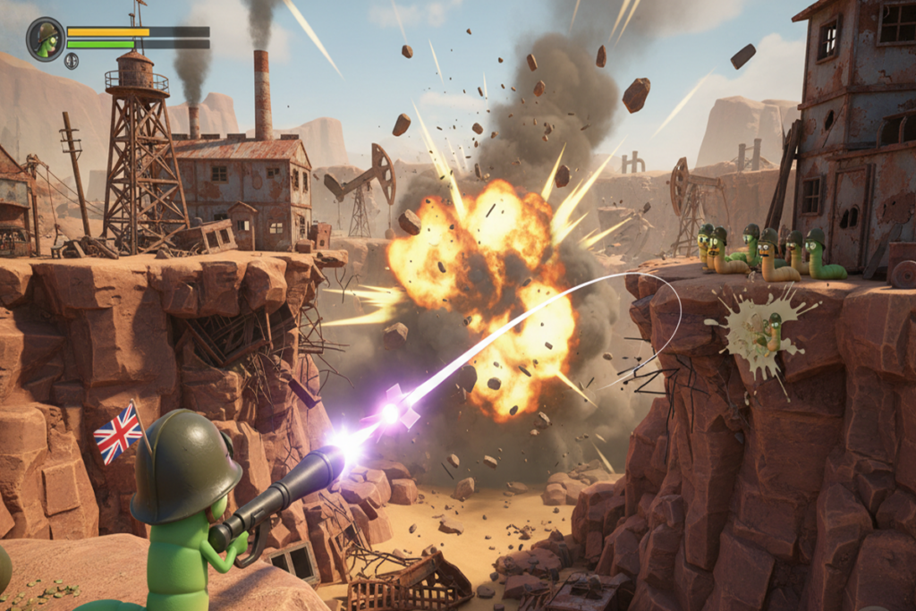 Gameplay d’un jeu militaire comme Worms