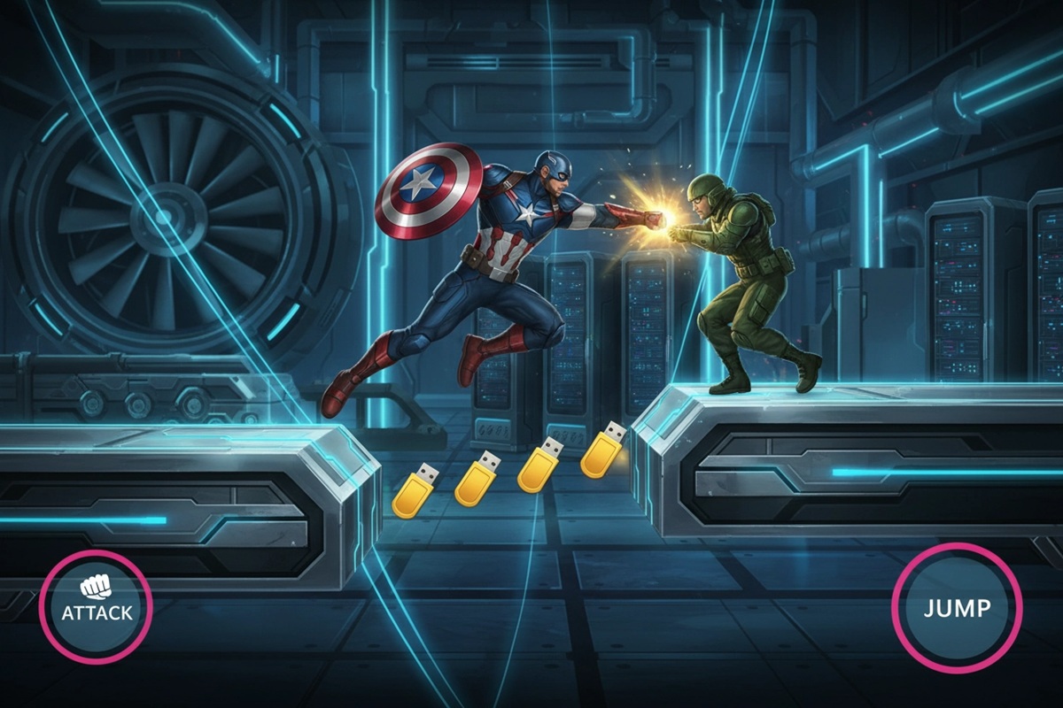 Gameplay d’un jeu mobile comme Avengers: Hydra Dash