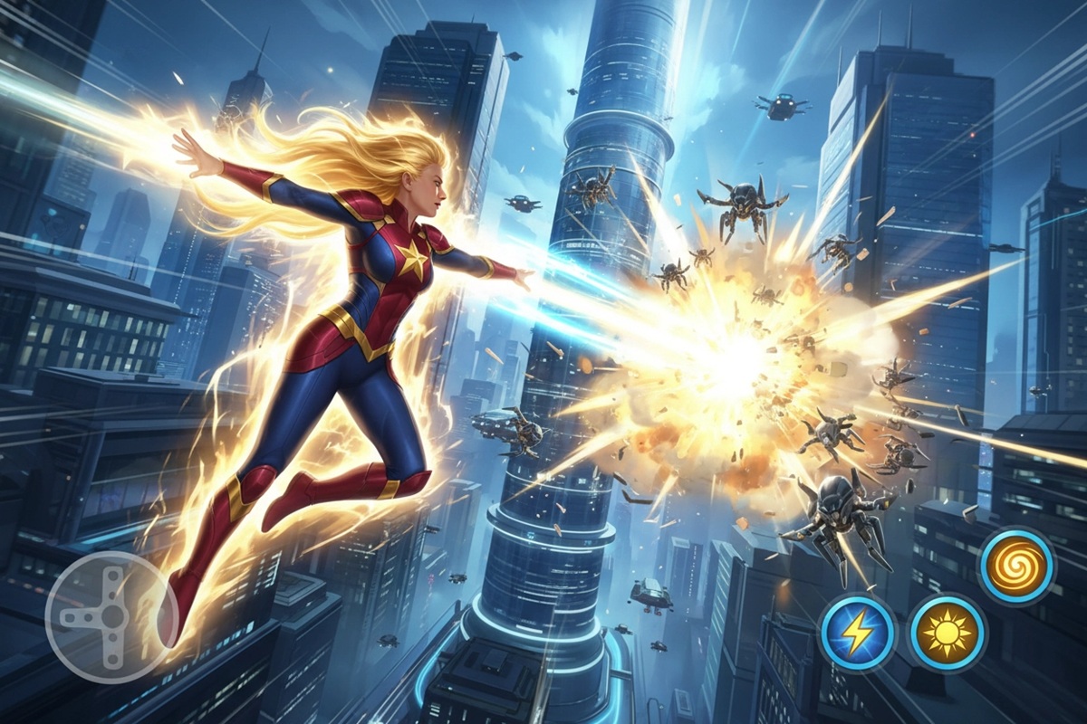 Gameplay d’un jeu mobile comme Captain Marvel : Battle Flight