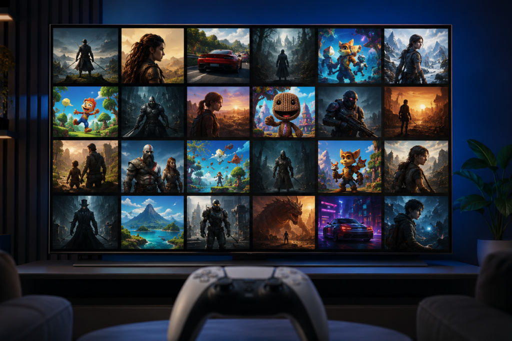 Illustration d’un catalogue de jeux gratuits comme le PS PluS Extra