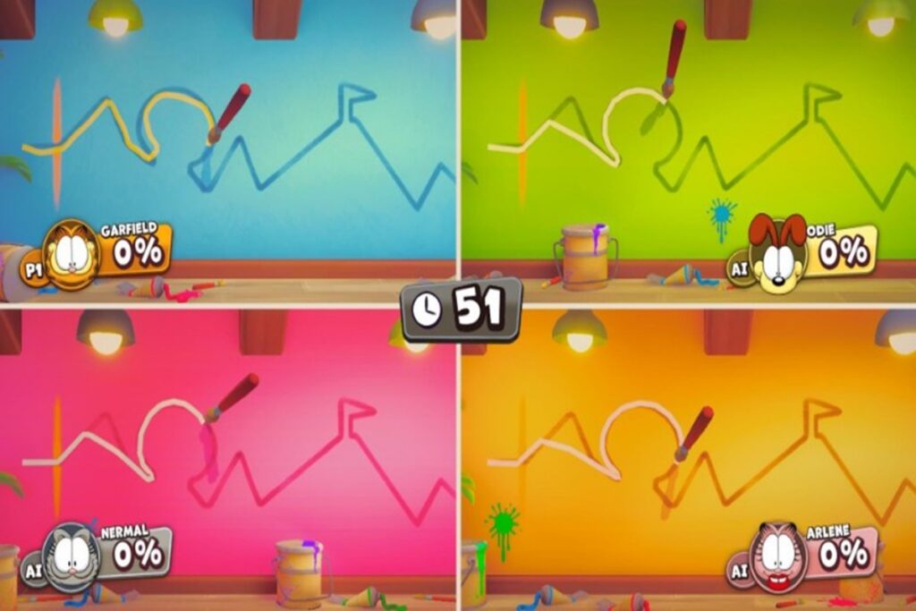 ameplay d’un jeu d’action comme Garfield Lasagna Party