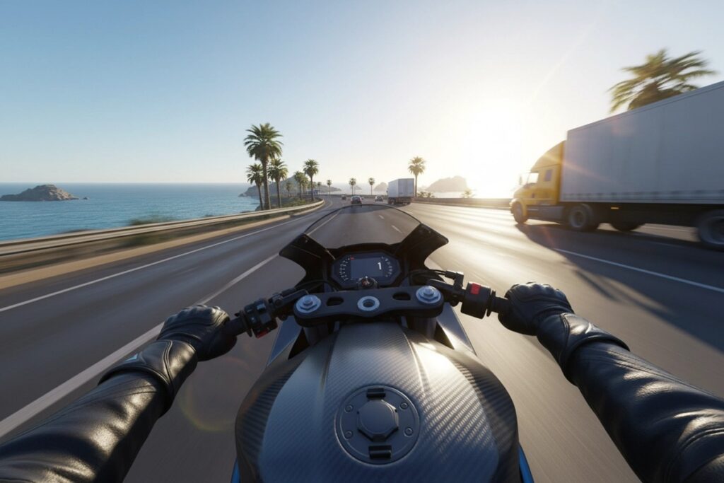 Gameplay d’un jeu de course comme Highway Rider Extreme