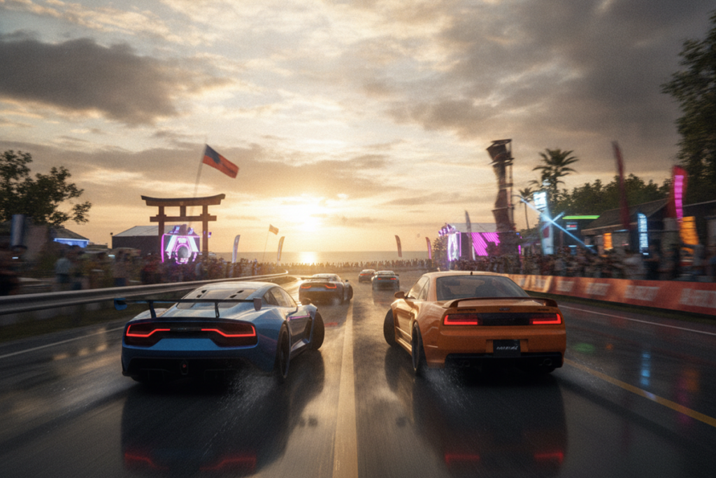 Gameplay d’un jeu de course comme Forza Horizon 6