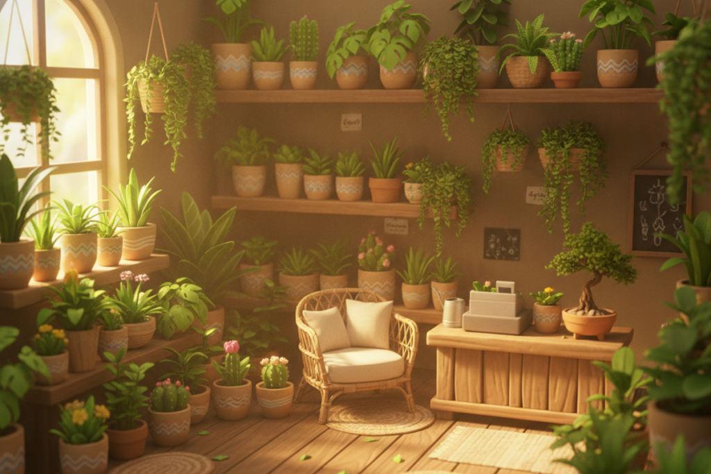Gameplay d’un jeu similaire à Leafy Corner