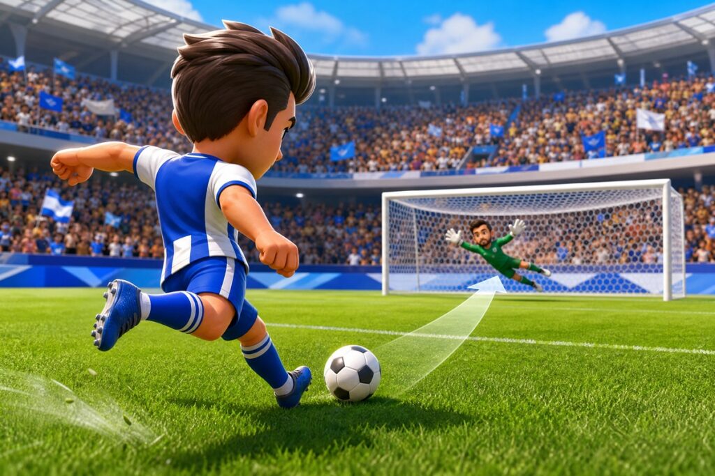 Gameplay d’un jeu mobile comme Mini Football Kicks 2026