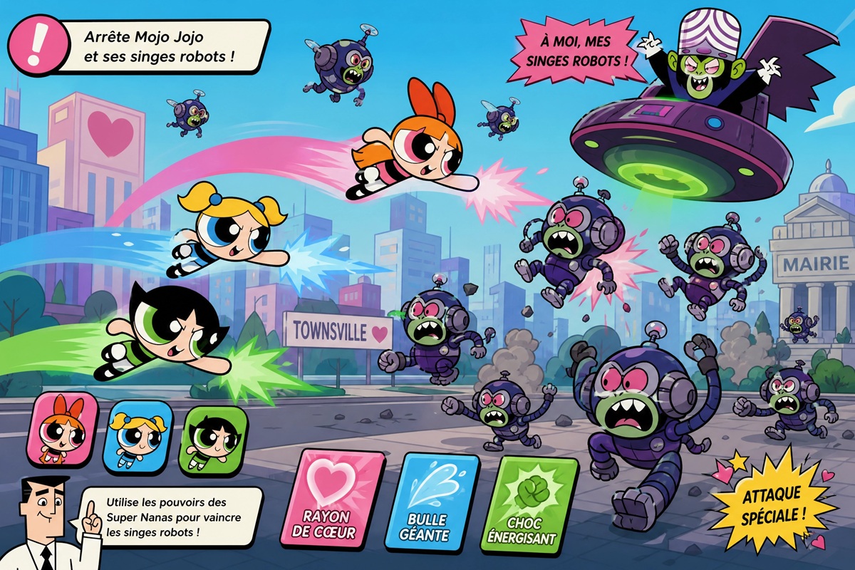 Gameplay d’un jeu mobile comme Powerpuff Girls: Mojo Madness