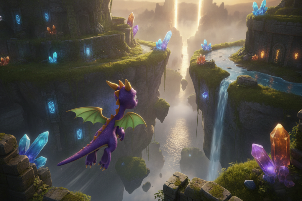 Gameplay d’un jeu de plateforme similaire à Spyro : A Realm Beyond