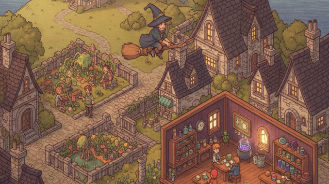 Gameplay d’un jeu vidéo similaire à Witchbrook