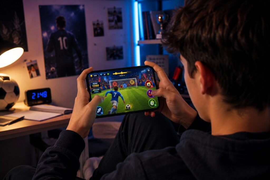  Un adolescent qui joue sur son smartphone
