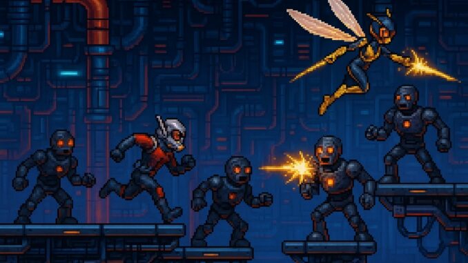 Gameplay d’un jeu mobile comme Ant-Man and The Wasp: Attack of the Robots