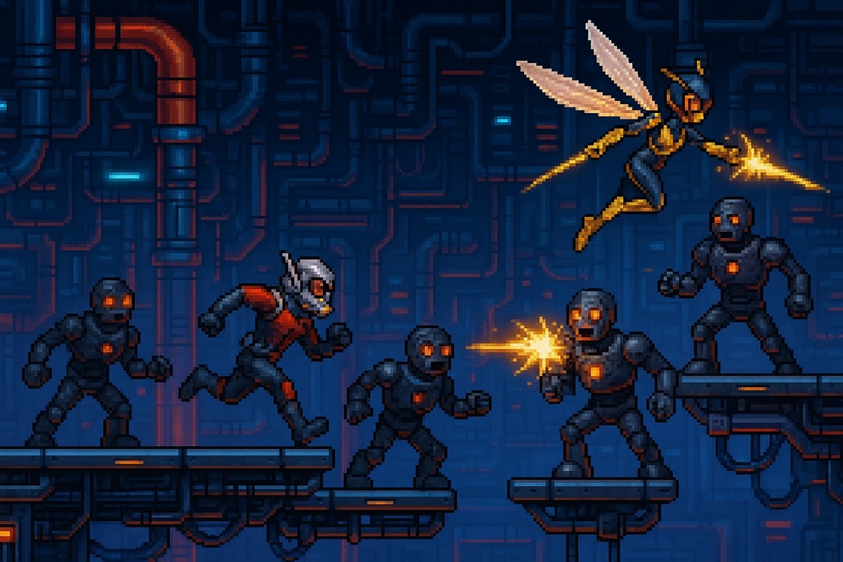 Gameplay d’un jeu mobile comme Ant-Man and The Wasp: Attack of the Robots
