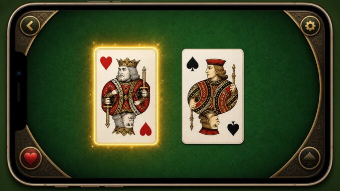 Gameplay d’un jeu de cartes comme La Bataille