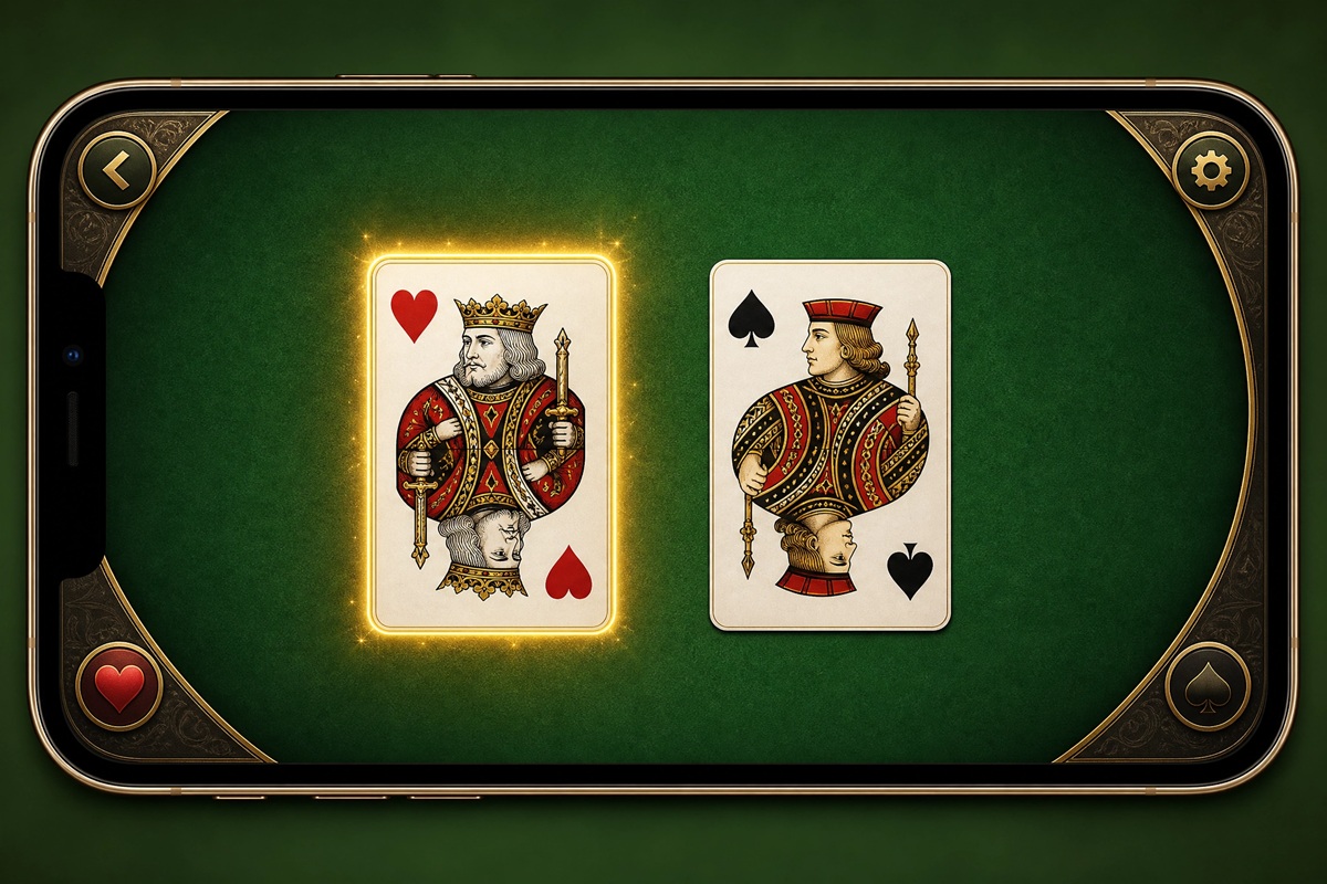 Gameplay d’un jeu de cartes comme La Bataille