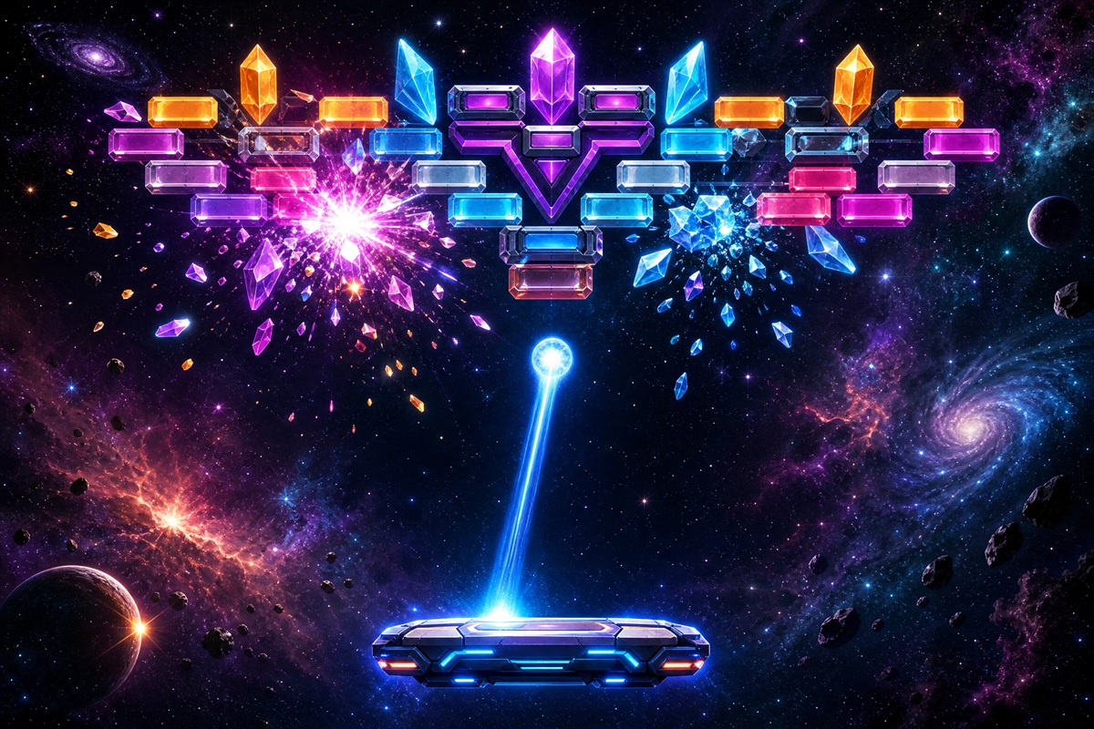 Gameplay d’un jeu comme Brick Breaker Galaxy Defense