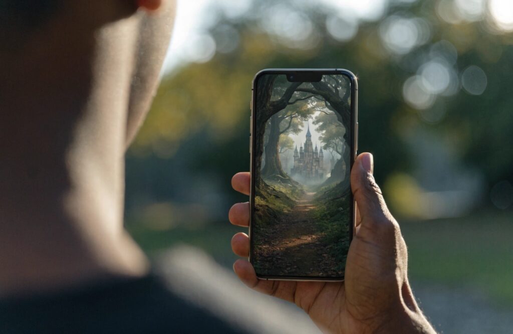 Gameplay d'un jeu d'aventure médiéval sur mobile