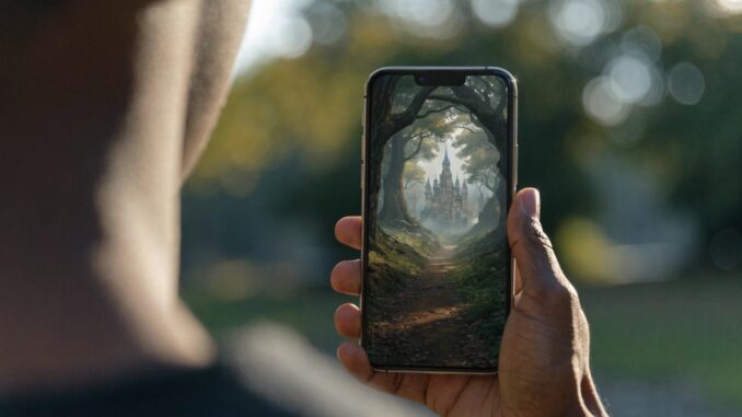 Gameplay d'un jeu d'aventure médiéval sur mobile