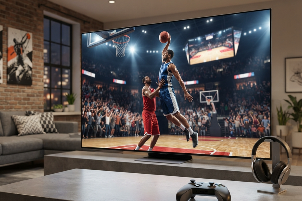 Un jeu de basket sur une console