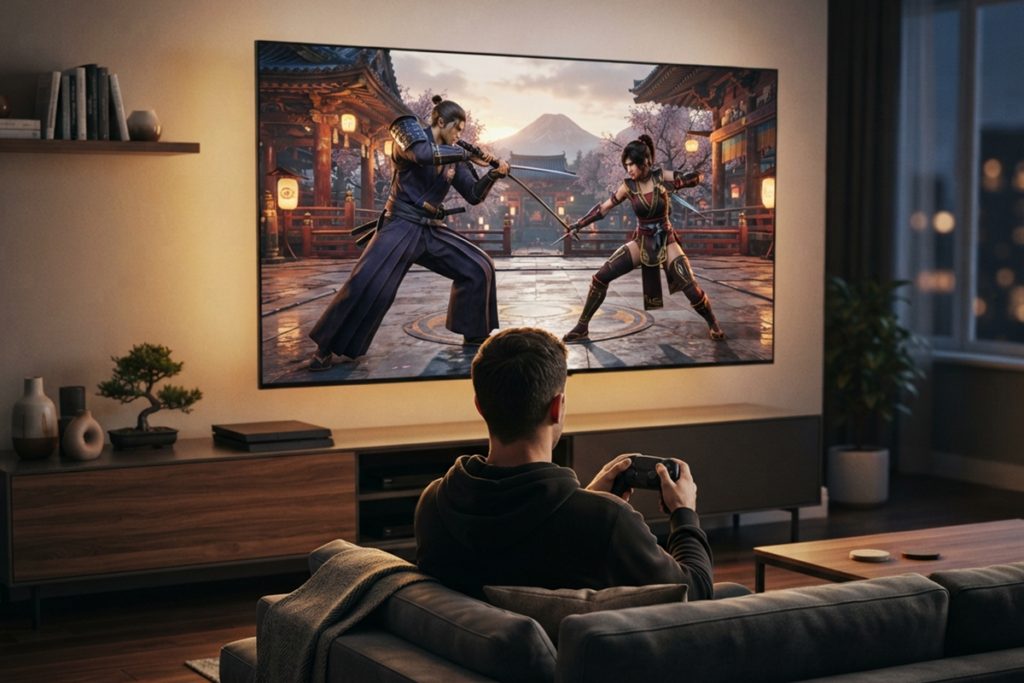 Un jeu de combat sur une console