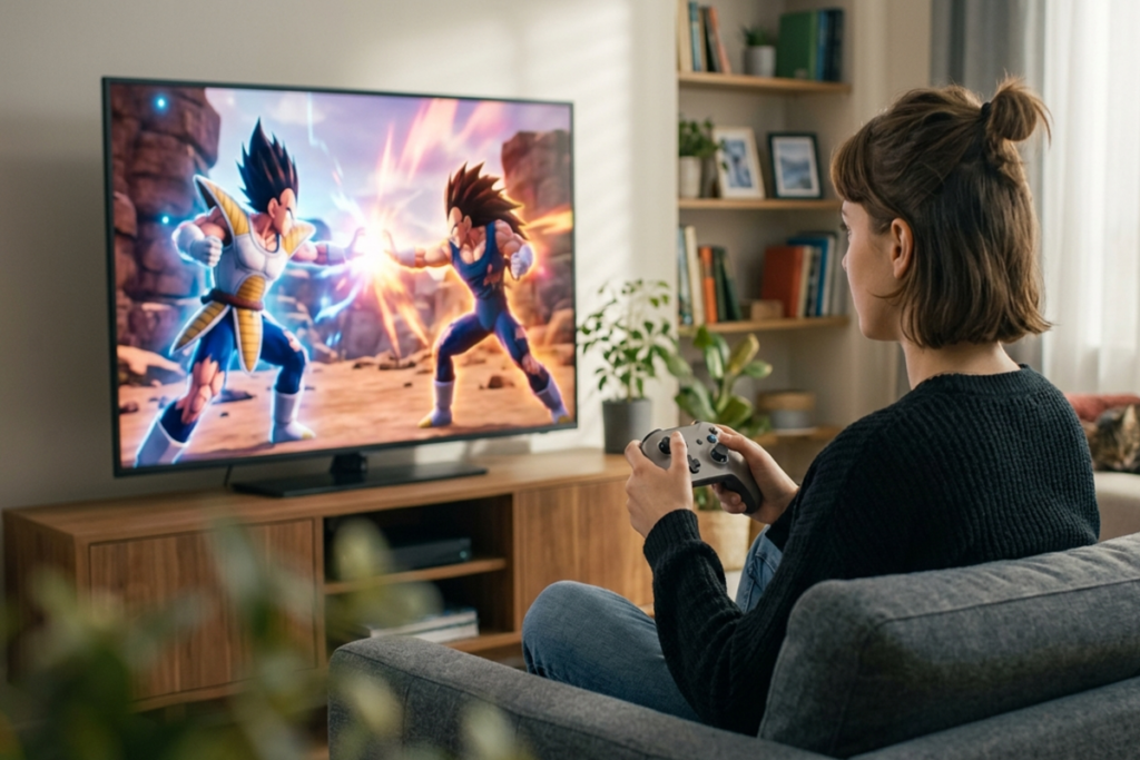 Une personne qui joue sur console