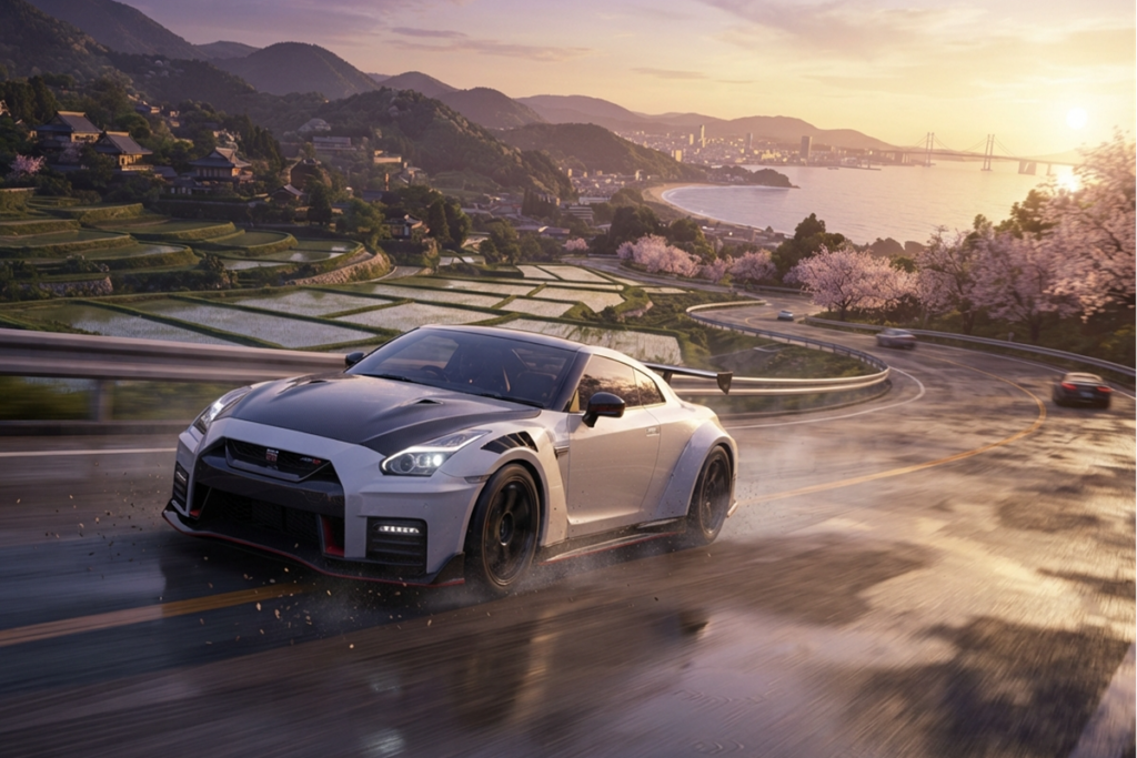 Gameplay de jeux vidéo de course comme Forza Horizon 6