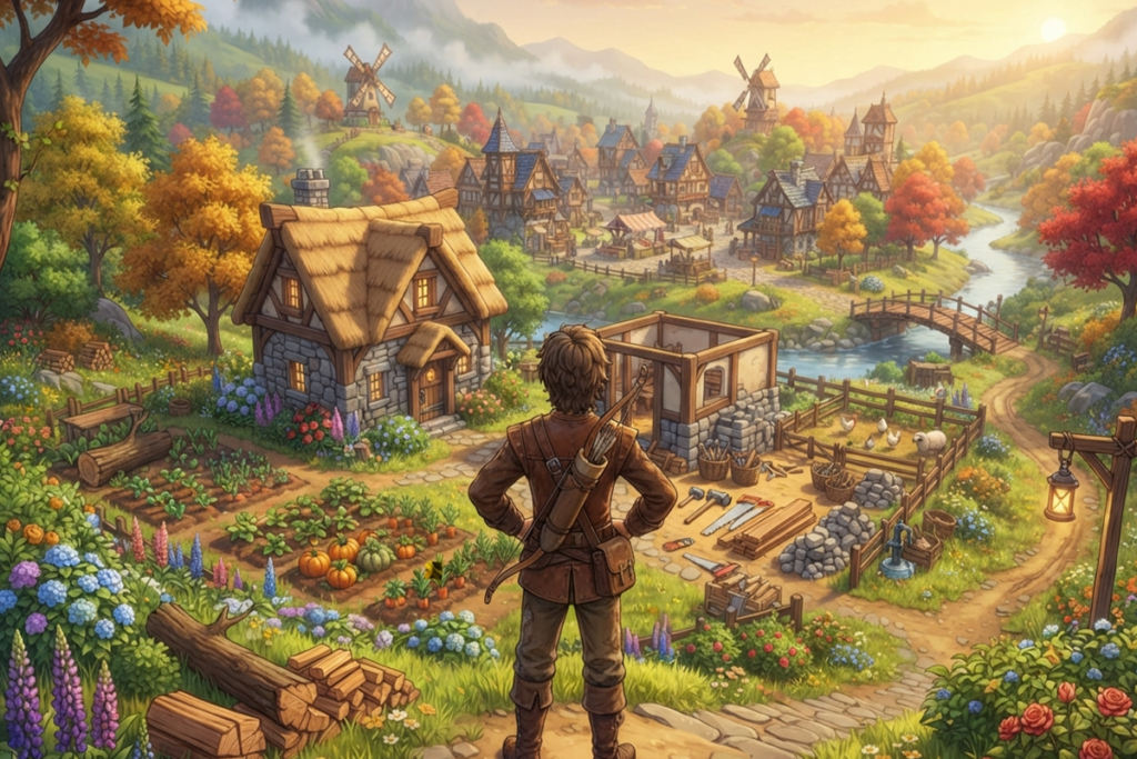 Gameplay d’un jeu cozy similaire à Emberville