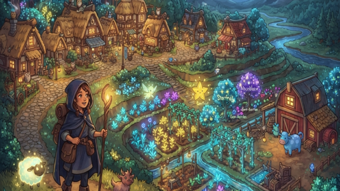 Gameplay d’un jeu de simulation similaire à Moonlight Peaks